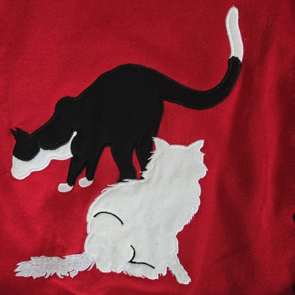 Vintage Blair Cat Vest Red Fleece Size XL Buttons Tuxedo Black Cat Lightweight - Picture 7 of 16